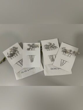 Olive & Piper Silver Pearl Bridal Hair Pins - Set of 2 (10 pieces total)